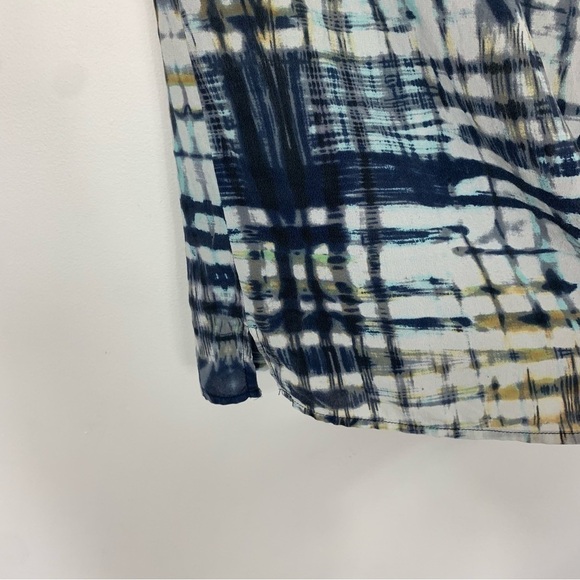 Piperlime Silk Blue Yellow Watercolor Pattern Blouse Size XS - Picture 5 of 13